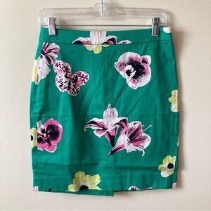 J.Crew Factory Pencil Skirt Size 2 Petite Floral Green